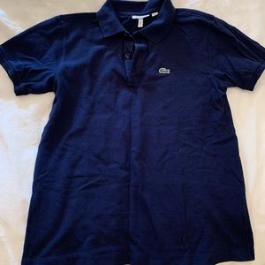 Lacoste Boys short sleeve pique polo, navy blue, size 14